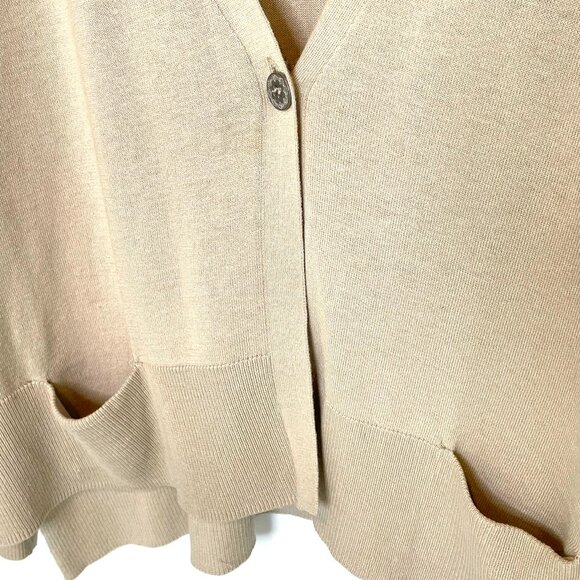 Minimalist | Silk Blend J.Jill Cardigan Box Cut Single Button | Feminine Drape - Picture 4 of 8